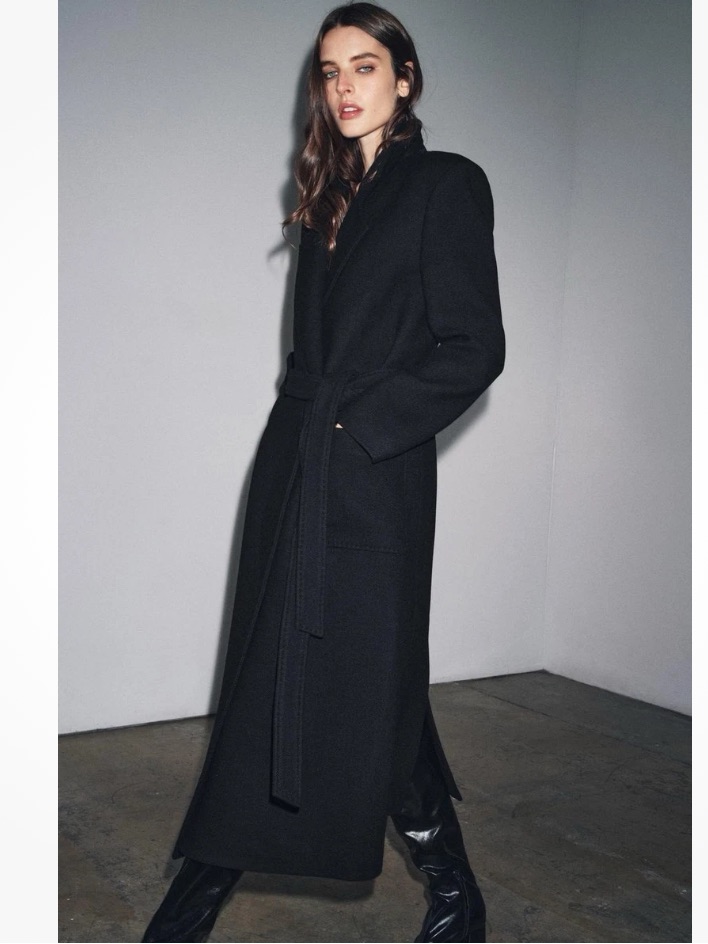 Zara Nwt Zw Collection Wool Blend Coat Black 8493/754